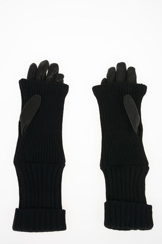 Knit Gloves with Leather Insert