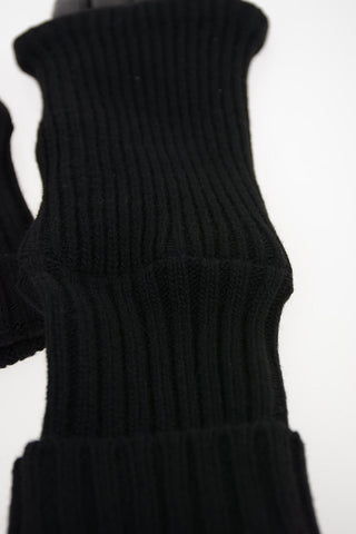 Knit Gloves with Leather Insert