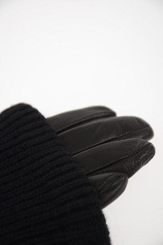 Knit Gloves with Leather Insert