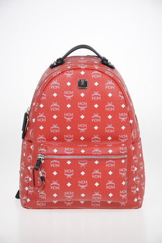 Texured Leather All Over Logo Backpack