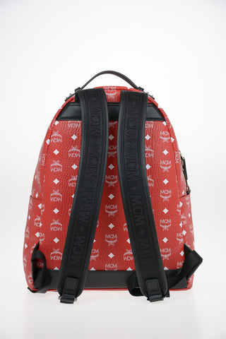 Texured Leather All Over Logo Backpack