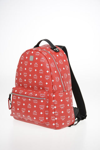 Texured Leather All Over Logo Backpack