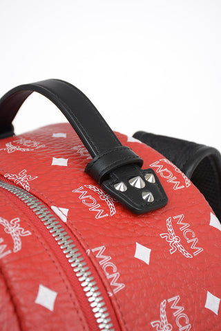 Texured Leather All Over Logo Backpack
