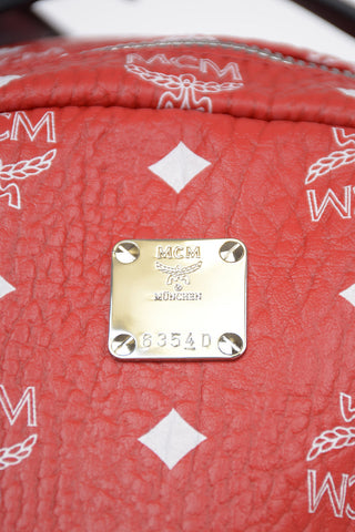 Texured Leather All Over Logo Backpack