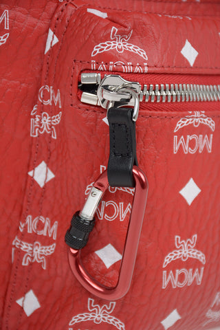 Texured Leather All Over Logo Backpack