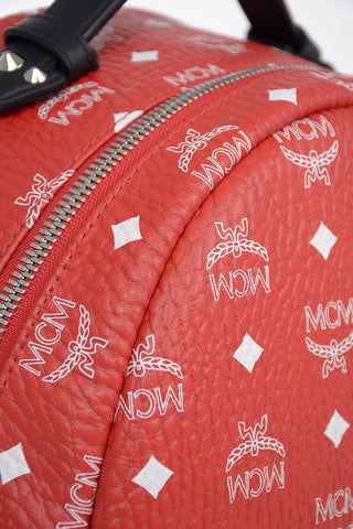 Texured Leather All Over Logo Backpack