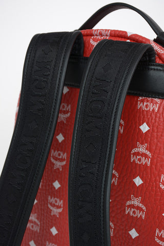 Texured Leather All Over Logo Backpack