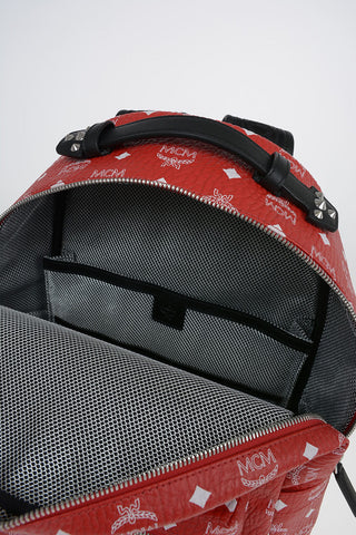 Texured Leather All Over Logo Backpack