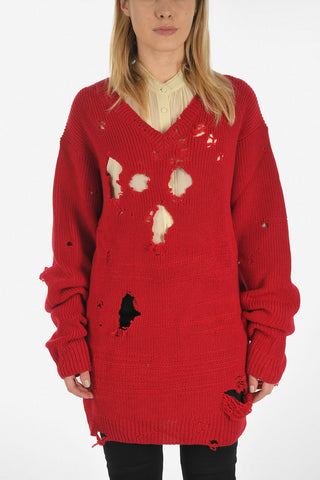 Wool Distressed Oversized Sweater