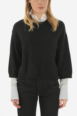 RED embroidered crew-neck sweater