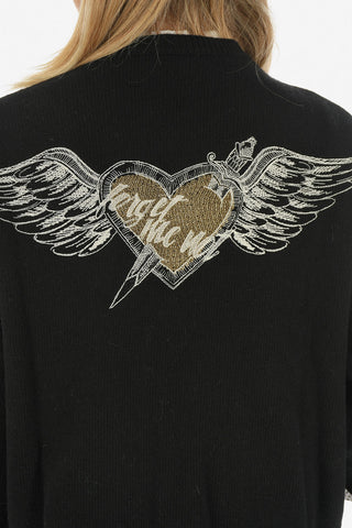 RED embroidered crew-neck sweater