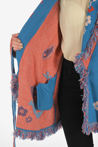fringed cashmere wrap cardigan