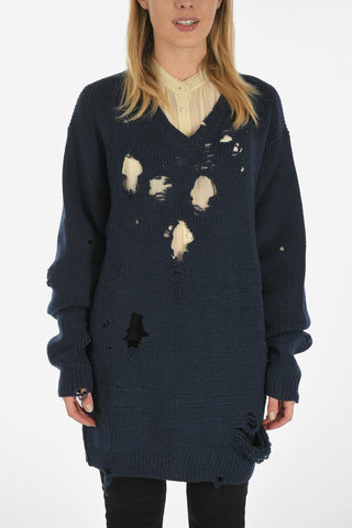 Wool Distressed Oversized Sweater