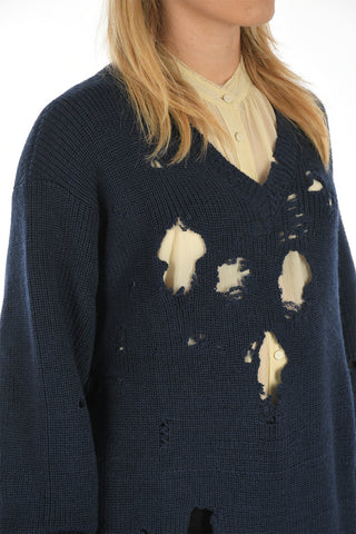 Wool Distressed Oversized Sweater