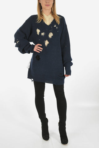 Wool Distressed Oversized Sweater