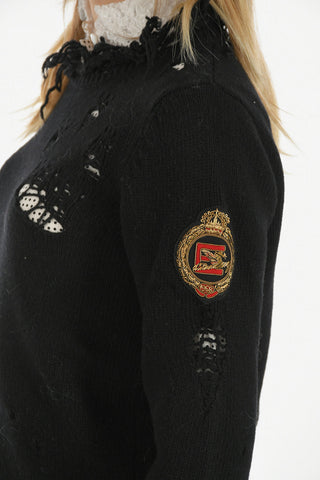 Distressed Crewneck Sweater