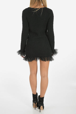 vestito mini in seta e con ruches