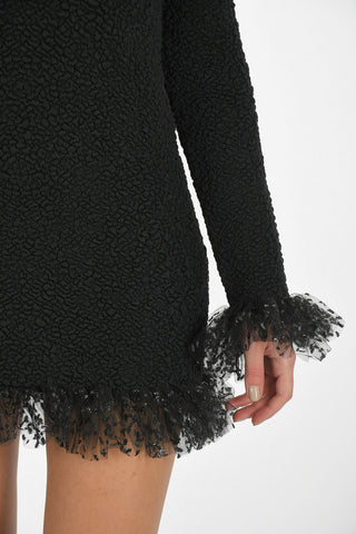 vestito mini in seta e con ruches