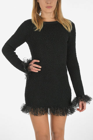 vestito mini in seta e con ruches