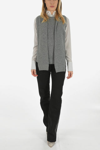 Tie Neck Sleveeless crew-neck sweater
