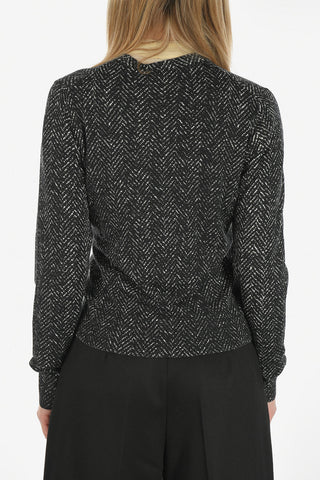 plain herringbone virgin wool cardigan
