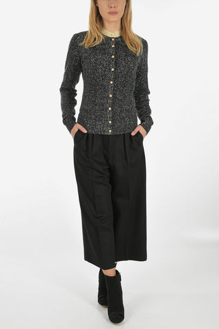plain herringbone virgin wool cardigan