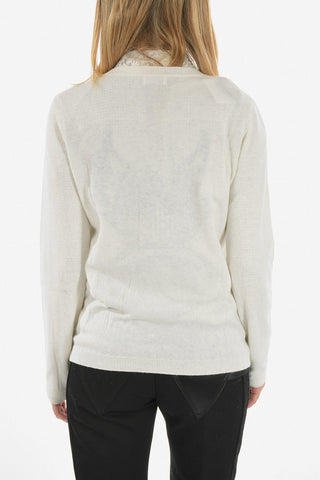 RED embroidered crew-neck sweater