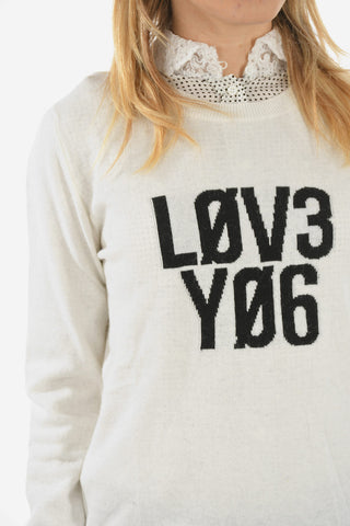 RED embroidered crew-neck sweater