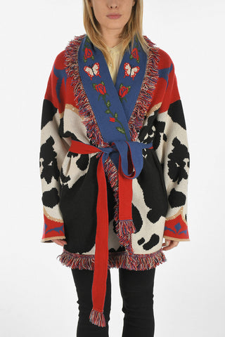 fringed cashmere wrap cardigan