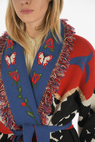 fringed cashmere wrap cardigan