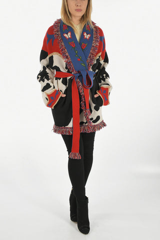 fringed cashmere wrap cardigan