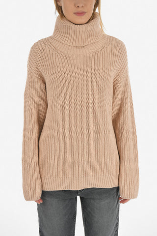 RED turtle-neck sweater with Embroidery Back
