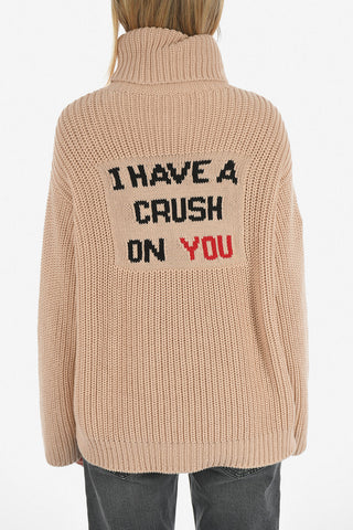 RED turtle-neck sweater with Embroidery Back