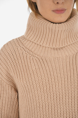 RED turtle-neck sweater with Embroidery Back