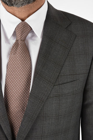 Tone-on-tone check side vent drop 6R 2-button MANTUA suit