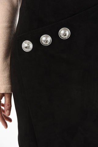 Suede leather mini asymmetrical skirt