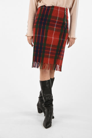 split-back hem madras fringed gonna
