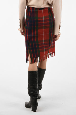split-back hem madras fringed gonna