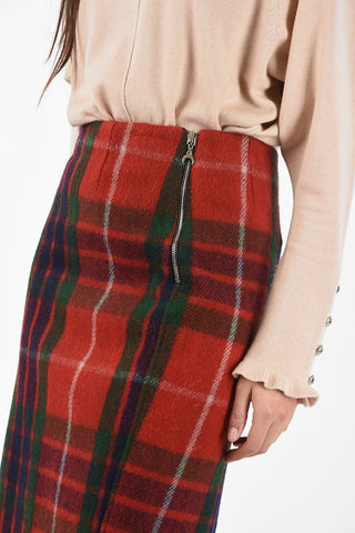 split-back hem madras fringed gonna