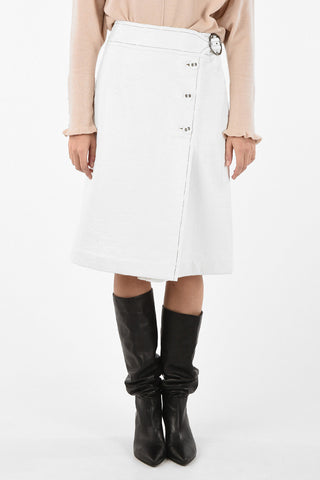 waxed cotton below knee Wrap Skirt
