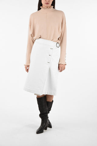 waxed cotton below knee Wrap Skirt