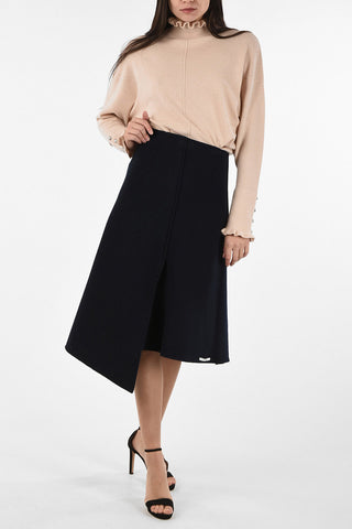 below knee  asymmetrical skirt