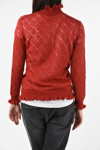 JUN TAKAHASHI argyle turtle-neck sweater with puffed sleeve