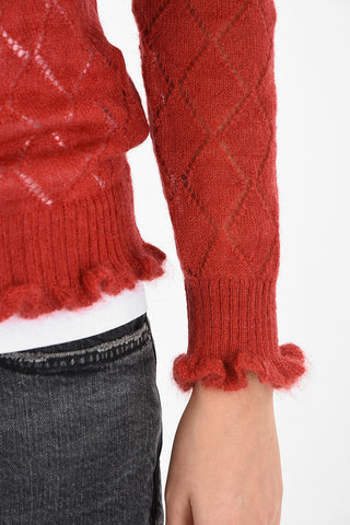 JUN TAKAHASHI argyle turtle-neck sweater with puffed sleeve