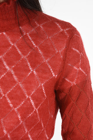 JUN TAKAHASHI argyle turtle-neck sweater with puffed sleeve
