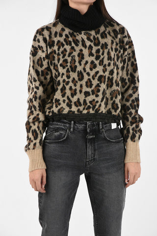 cheetah-print turtle-neck sweater