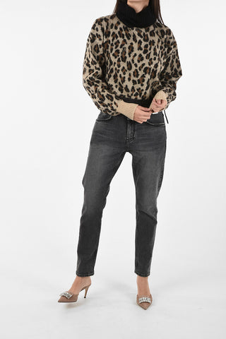 cheetah-print turtle-neck sweater