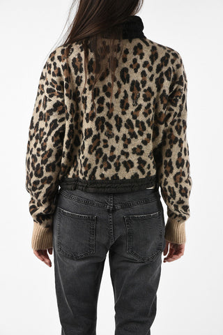 cheetah-print turtle-neck sweater