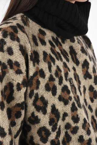 cheetah-print turtle-neck sweater