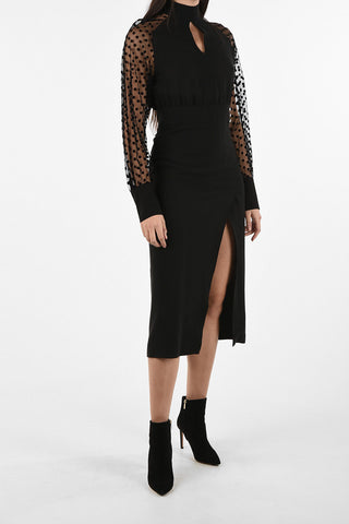 split-front hem silk dress